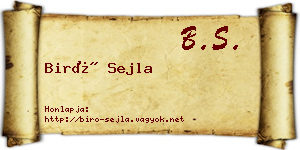 Biró Sejla névjegykártya